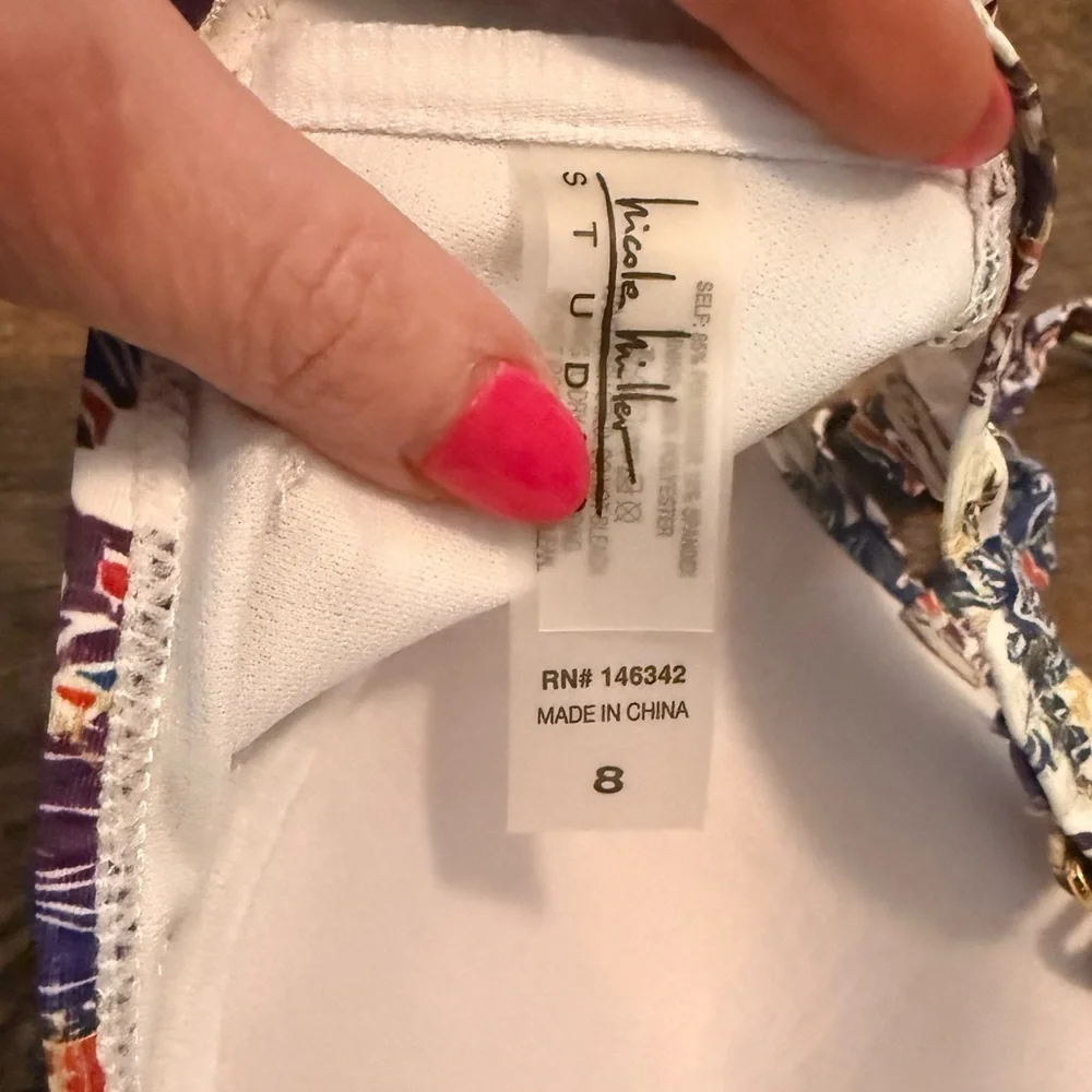 Nicole Miller Underwire Bikini Top Floral Paisley Print Size 8 - Picture 5 of 5